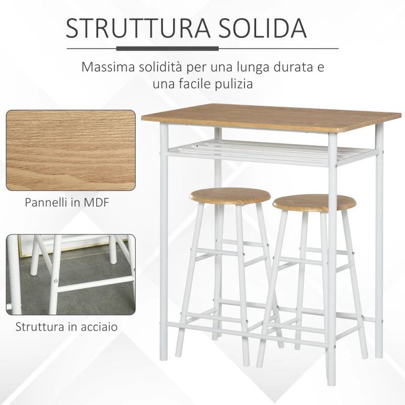 Set Bancone Bar e 2 Sgabelli Alti